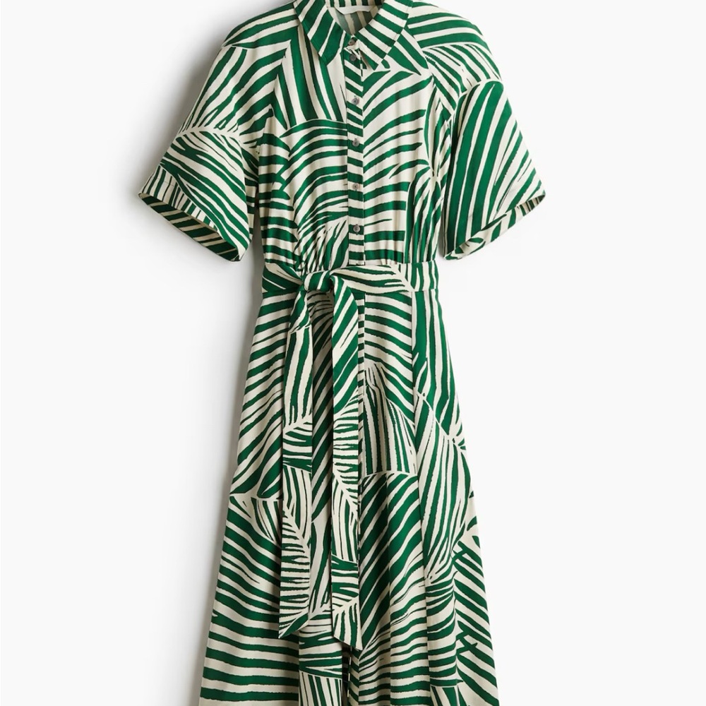 Green and White Striped Dress